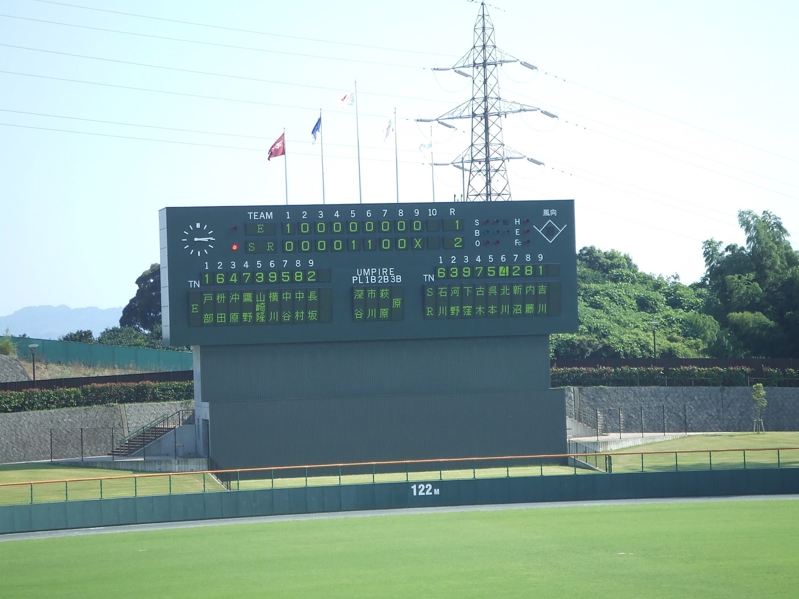 スコアボードは磁気反転式。大変見やすい